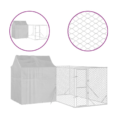 vidaXL Cuccia Cani da Esterno Tetto Argento 4x4x2,5 m Acciaio Zincato