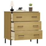 vidaXL Credenza 3 Cassetti Marrone 77x40x79,5 cm Legno Massello OSLO