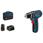 Bosch Akku-Bohrschrauber 12 V Li-Ion 1300 Giri/min Nero, Blu, Rosso