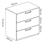 Dmora Cassettiera Dlovato, Settimanale per camera da letto, Com� con 3 cassetti, 70x45h72 cm