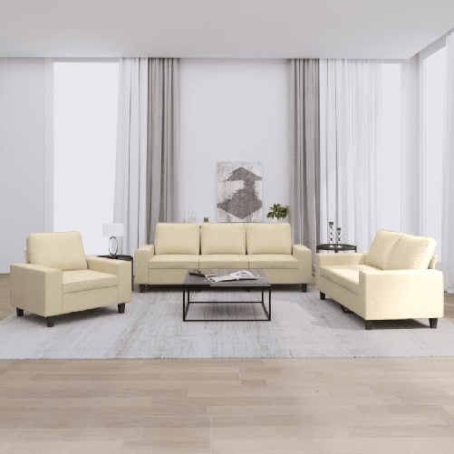 vidaXL Set di Divani 3 pz Crema in Tessuto