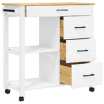 vidaXL Carrello da Cucina MONZA 84x40x90 cm in Legno Massello di Pino