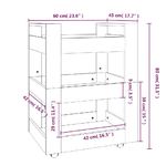 Carrello da Cucina rovere fumo 60x45x80 cm Legno ingegnerizzato