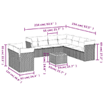 vidaXL Set Divano da Giardino 10 pz con Cuscini Grigio in Polyrattan