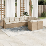 vidaXL Set Divano da Giardino 9 pz con Cuscini Beige in Polyrattan