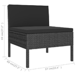 vidaXL Set Divani da Giardino 6 pz con Cuscini in Polyrattan Nero