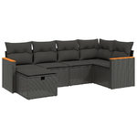 vidaXL Set Divano da Giardino 6 pz con Cuscini Nero in Polyrattan