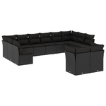 vidaXL Set Divani da Giardino 12 pz con Cuscini Nero in Polyrattan