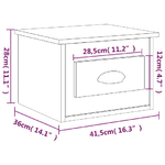 vidaXL Comodino a Parete Rovere Sonoma 41,5x36x28 cm
