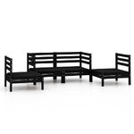 vidaXL Set Divani da Giardino 4 pz Nero in Legno Massello di Pino