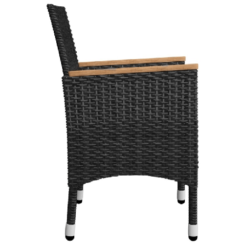 vidaXL Set da Bistrot per Giardino 3 pz in Polyrattan e Vetro Nero