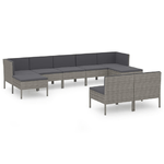 vidaXL Set Divani da Giardino 9 pz con Cuscini in Polyrattan Grigio