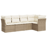 vidaXL Set Divano da Giardino 5 pz con Cuscini Beige in Polyrattan