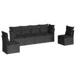 vidaXL Set Divano da Giardino 6 pz con Cuscini Nero in Polyrattan