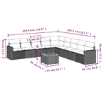 vidaXL Set Divani da Giardino 10pz con Cuscini in Polyrattan Nero