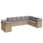 vidaXL Set Divano da Giardino 10 pz con Cuscini Beige in Polyrattan