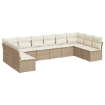 vidaXL Set Divano da Giardino 10 pz con Cuscini Beige in Polyrattan