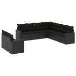 vidaXL Set Divani da Giardino 9 pz con Cuscini Nero in Polyrattan