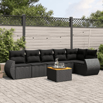 vidaXL Set Divani da Giardino con Cuscini 7pz Nero Polyrattan