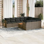 vidaXL Set Divani da Giardino 11 pz con Cuscini in Polyrattan Grigio