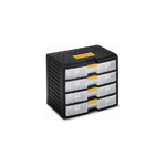 Terry Store-Age 43002 organizzatore per cassetto di scrivania Plastica Nero, Translucent, Giallo