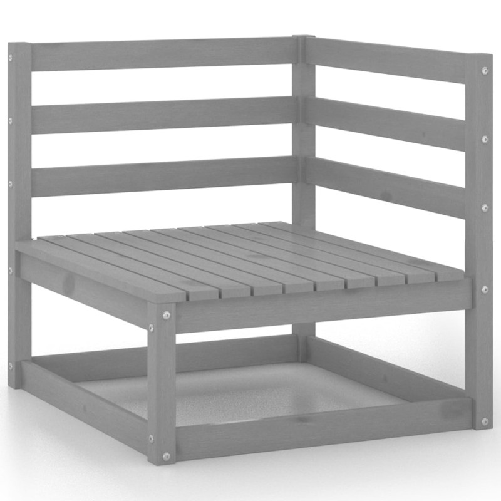 Set Divani da Giardino 10 pz Grigi in Legno Massello di Pino