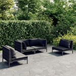 Set Divani Giardino 4 pz con Cuscini in Polyrattan Grigio Scuro