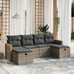 vidaXL Set Divano da Giardino 6 pz con Cuscini Grigio in Polyrattan