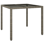 vidaXL Tavolo Giardino 90x90x75 cm Vetro Temperato e Polyrattan Grigio