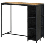 vidaXL Tavolo da Bar con Ripiani Nero 120x60x110 cm in Polyrattan