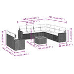 vidaXL Set Divani da Giardino 10pz con Cuscini in Polyrattan Nero