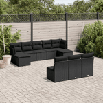 vidaXL Set Divani da Giardino 10pz con Cuscini in Polyrattan Nero