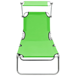 vidaXL Lettino Prendisole Pieghevole con Baldacchino Verde Alluminio
