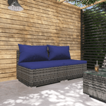 Set Divani da Giardino 2 pz con Cuscini in Polyrattan Grigio