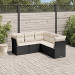 vidaXL Set Divani da Giardino 5 pz con Cuscini in Polyrattan Nero