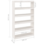 vidaXL Libreria/Divisorio Bianco 100x30x167,5 cm in Massello di Pino