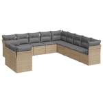 vidaXL Set Divani da Giardino 11 pz con Cuscini Beige in Polyrattan