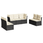 vidaXL Set Divani da Giardino con Cuscini 7pz Nero Polyrattan