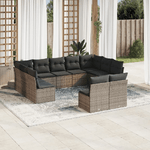 vidaXL Set Divani da Giardino 11 pz con Cuscini in Polyrattan Grigio