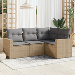 vidaXL Set Divano da Giardino 4 pz con Cuscini Beige in Polyrattan