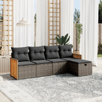 vidaXL Set Divano da Giardino 5 pz con Cuscini Grigio in Polyrattan