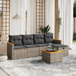 vidaXL Set Divano da Giardino 6 pz con Cuscini Grigio in Polyrattan