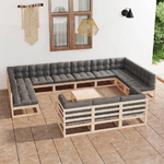 vidaXL Set Divani da Giardino 14 pz con Cuscini Legno Massello di Pino