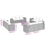 vidaXL Set Divani da Giardino 13 pz con Cuscini Grigio in Polyrattan