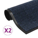 vidaXL Tappeti Antipolvere 2 pz Rettangolari Trapuntati 60x90 cm Blu