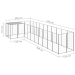 vidaXL Gabbia per Cani Argento 7,26 m² in Acciaio