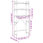 vidaXL Scaffale per Lavatrice Nero 67x25x163 cm in Legno ingegnerizzato