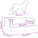 vidaXL Lettino per Cani Grigio Chiaro 60x40x30 cm in Velluto