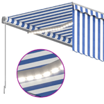 Tenda Sole Retrattile Manuale con LED 3x2,5m Blu e Bianco