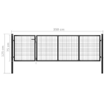 vidaXL Cancello per Giardino in Acciaio 350x75 cm Antracite